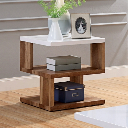 Majken White/Natural Tone End Table Model FOA4496E by Furniture of America