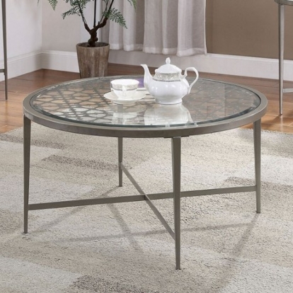 Furniture of America Freja Contemporary Steel Tempered Glass Silver Coffee Table Model FOA4743C