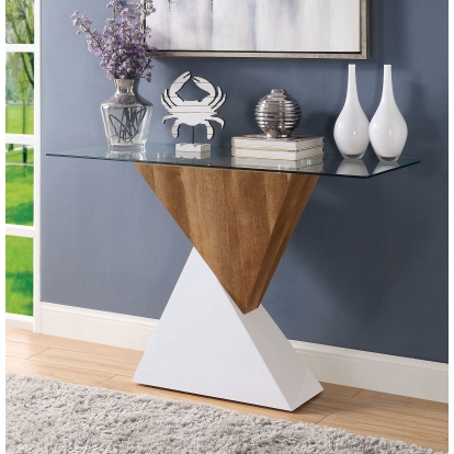 Bima White/Natural Tone Sofa Table Model FOA4746S-TABLE by Furniture of America