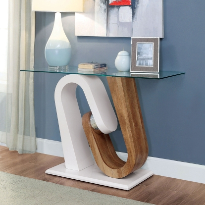 Batam White/Natural Tone Sofa Table Model FOA4748S-TABLE by Furniture of America