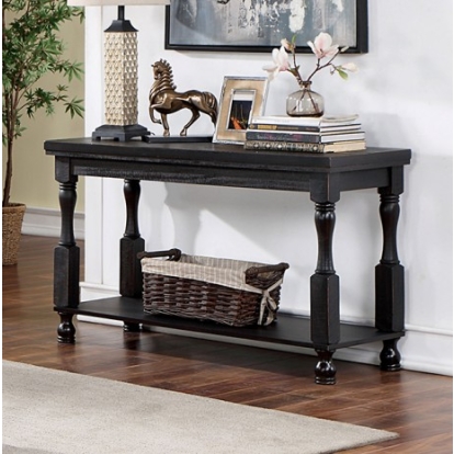 Furniture of America Calandra Rustic Solid with Wood Antique Black Sofa Table Model FOA4908BK-S