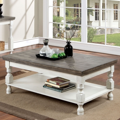 Calandra Antique White/Gray Coffee Table Model FOA4908C by Furniture of America