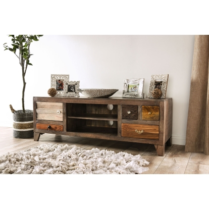 Saffronwald Multi Brown Media Console Model FOA51017 by Furniture of America