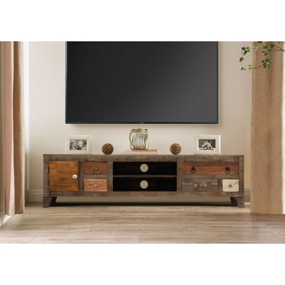 Saffronwald Multi Brown Media Console Model FOA51018 by Furniture of America