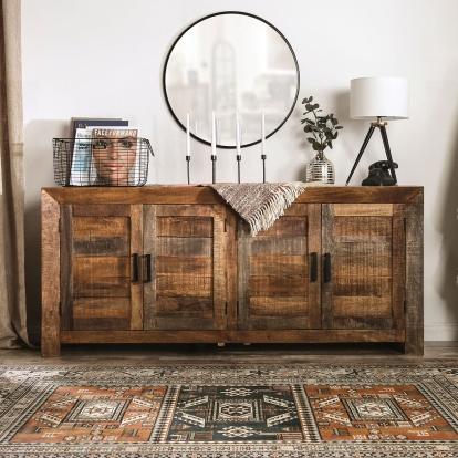 Galanthus Weathered Natural Tone Cabinet Model FOA51020 by Furniture of America