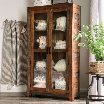 Galanthus Weathered Natural Tone Bookcase Model FOA51022 by Furniture of America