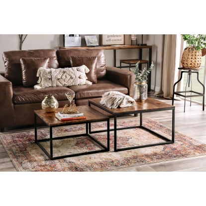 Larkspur Natural Tone/Black 2 Piece Table Set Model FOA51026 by Furniture of America