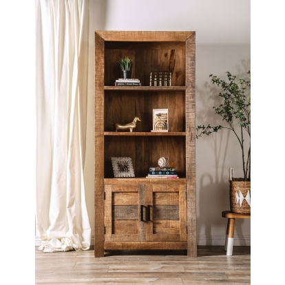 Galanthus Weathered Natural Tone Bookcase Model FOA51037 by Furniture of America