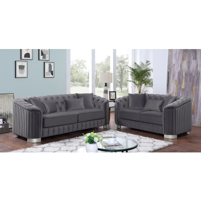 Castellon Dark Gray Sofa with Loveseat Model FOA6475DG-2PC by Furniture of America