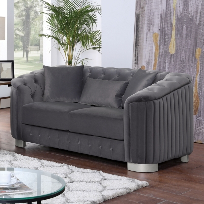 Castellon Dark Gray Loveseat Model FOA6475DG-LV-PK by Furniture of America