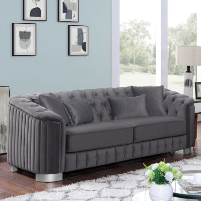 Castellon Dark Gray Sofa Model FOA6475DG-SF-PK by Furniture of America
