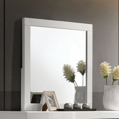 Furniture of America Magdeburg Contemporary Solid with Wood Veneer White Mirror Model FOA7038WH-M