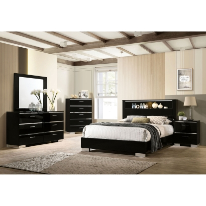 Carlie Black/Chrome 4 Piece Queen Bedroom Set Model FOA7039Q-4PC by Furniture of America