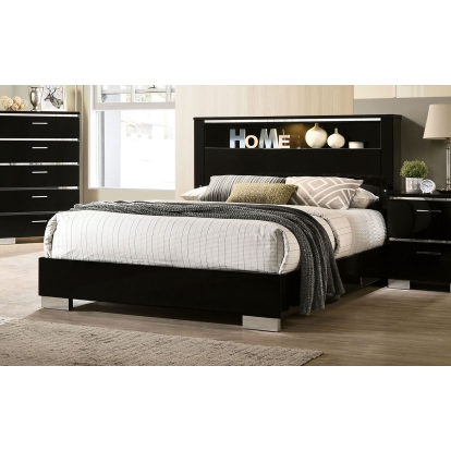 Carlie Black/Chrome Queen Bed Model FOA7039Q-BED by Furniture of America