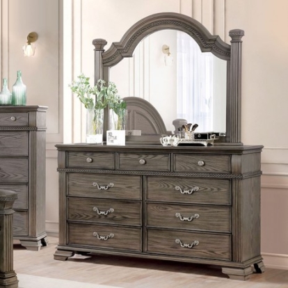 Furniture of America Pamphilos Traditional Solid with Wood Veneer Gray Dresser Model FOA7144GY-D
