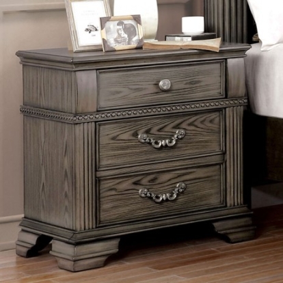 Furniture of America Pamphilos Traditional Solid with Wood Veneer Gray Night Stand Model FOA7144GY-N