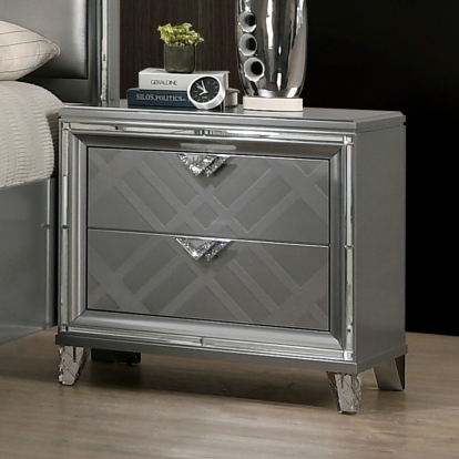 Emmeline Silver Night Stand with USB Outlet Model FOA7147N by Furniture of America