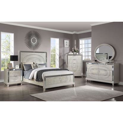 Valletta Champagne 5 Piece Queen Bedroom Set with Chest Model FOA7157Q-5PC-CHEST by Furniture of America