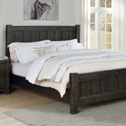 Furniture of America Regensburg Rustic Solid with Wood Veneer Dark Gray Bed Model FOA7169