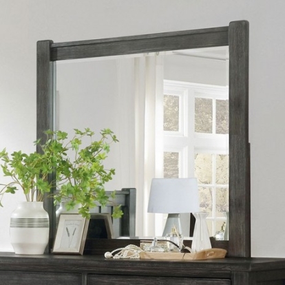 Furniture of America Regensburg Rustic Solid with Wood Veneer Dark Gray Mirror Model FOA7169M