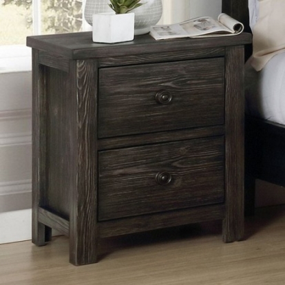 Furniture of America Regensburg Rustic Solid with Wood Veneer Dark Gray Night Stand Model FOA7169N
