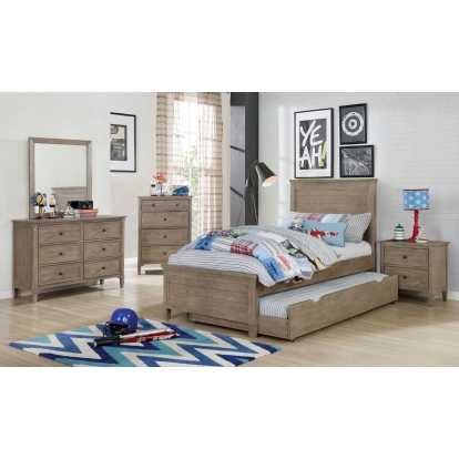 Vevey Wire-Brushed Warm Gray Twin Bed Model FOA7175T-BED by Furniture of America