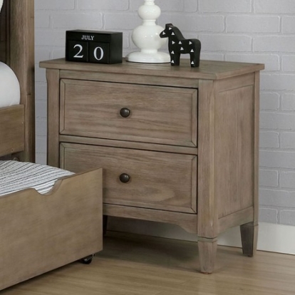 Furniture of America Vevey Transitional Solid with Wood Veneer Wire-Brushed Warm Gray Night Stand Model FOA7175N