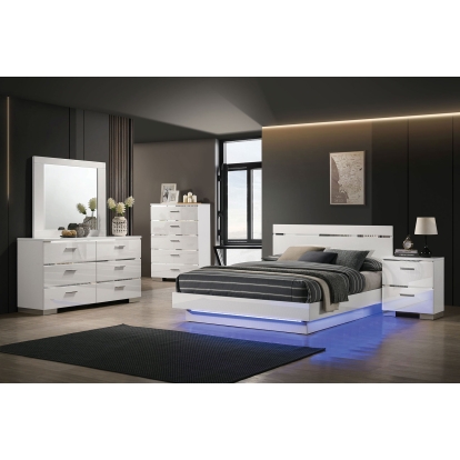 Erlach White/Chrome 4 Piece Queen Bedroom Set Model FOA7189WH-Q-4PC by Furniture of America