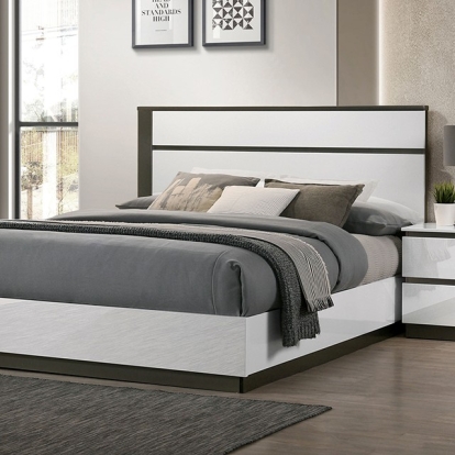 Furniture of America Birsfelden Contemporary Solid with Wood Veneer White-Metallic Gray Bed Model FOA7225WH-EK-BED