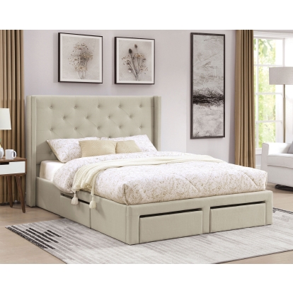 Mitchelle Beige Queen Bed Model FOA7242BG-Q-BED by Furniture of America