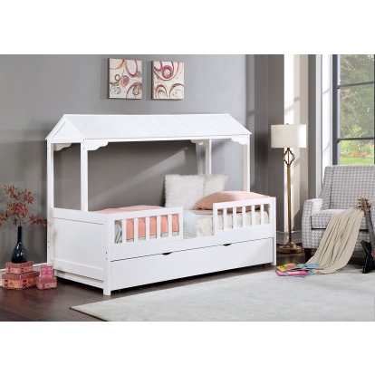 Kidwelly White Twin Bed with Trundle Model FOA7255WH-BED-TR by Furniture of America