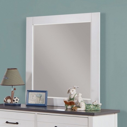 Furniture of America Priam Contemporary Solid with Wood White-Gray Mirror Model CM7467WH-M