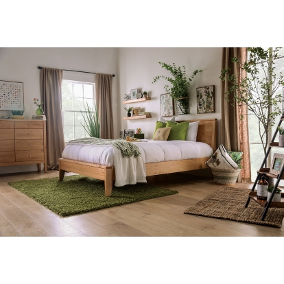 Willamette Light Oak 5 Piece Queen Bedroom Set with Night Stand Model FOA7602Q-5PC-2NS by Furniture of America