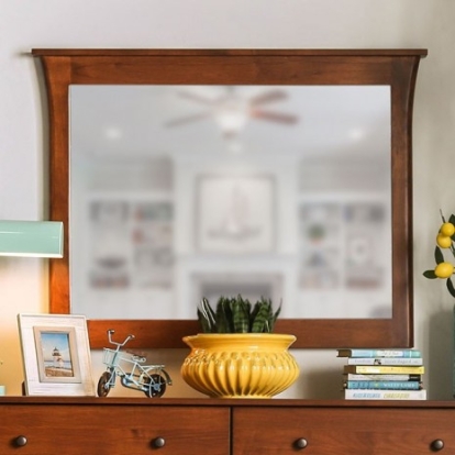 Furniture of America Keizer Mid-Century Modern Solid with Wood Dark Cherry Mirror Model FOA7603M