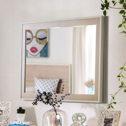 Furniture of America Roseburg Contemporary Solid with Wood Sunbleached-White Mirror Model FOA7605M