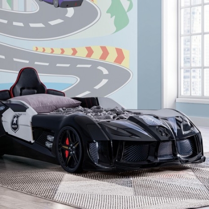 Furniture of America Patrolene Novelty Abs Leatherette Black-White Bed Model FOA7723PL-BED