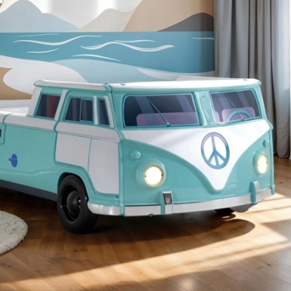 Furniture Of America Axel Novelty Teal Teal Peace Bus Twin Bed | FOA7726TL-BED