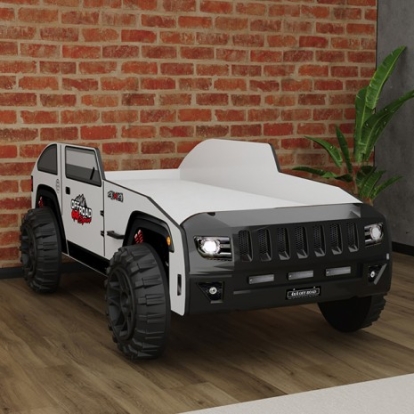 Furniture Of America Overlander Novelty Abs, Engineered Wood Black/White Car Bed | FOA7740BW-BED