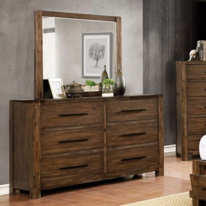 Furniture of America Coney Transitional Solid with Wood Veneer Walnut Dresser Model FOA7881D