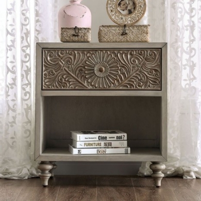 Furniture of America Jakarta Transitional Solid with Wood Veneer Antique White Night Stand Model FOA7882N