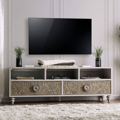 Jakarta Antique White TV Stand Model FOA7882TV by Furniture of America