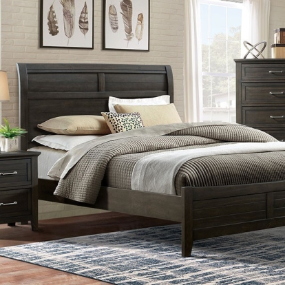 Furniture of America Alaina Transitional Solid with Wood Veneer Walnut Bed Model FOA7916-EK-BED