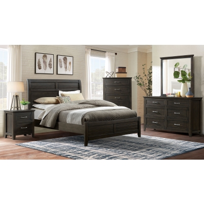 Alaina Walnut 5 Piece Queen Bedroom Set with Night Stand Model FOA7916Q-5PC-2NS by Furniture of America