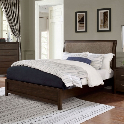 Jamie Walnut/Light Brown Queen Bed Model FOA7917Q-BED by Furniture of America