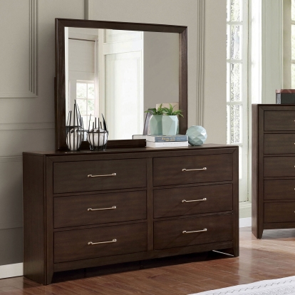 Jamie Walnut Dresser with Support Rail Model FOA7917D by Furniture of America