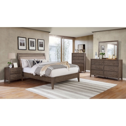 Tawana Warm Gray/Beige 5 Piece Queen Bedroom Set with Night Stand Model FOA7918Q-5PC-2NS by Furniture of America