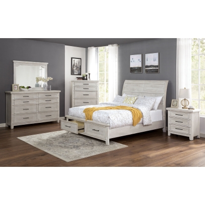 Shawnette Antique White 5 Piece Queen Bedroom Set with Night Stand Model FOA7924Q-5PC-2NS by Furniture of America