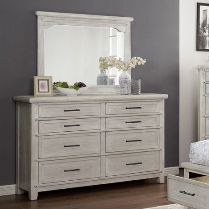 Furniture of America Shawnette Transitional Solid with Wood Veneer Antique White Dresser Model FOA7924D