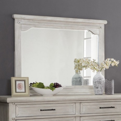 Furniture of America Shawnette Transitional Solid with Wood Veneer Antique White Mirror Model FOA7924M
