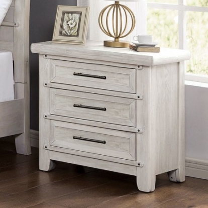Furniture of America Shawnette Transitional Solid with Wood Veneer Antique White Night Stand Model FOA7924N